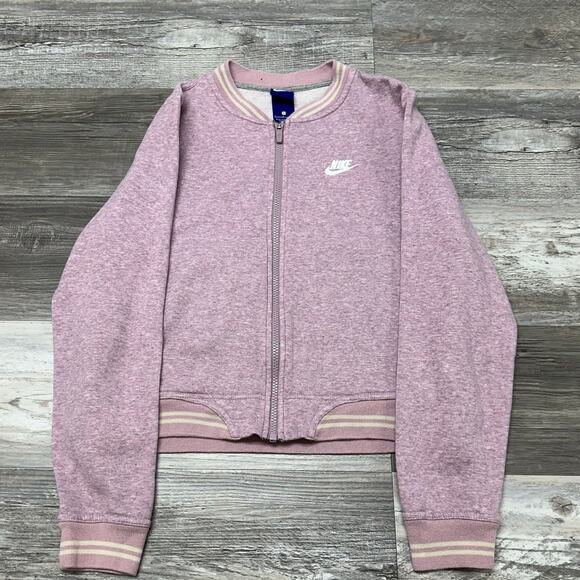 Nike Heather Purple White Womens S Swoosh Back Hit Cropped Varsity Track Jacket - Picture 3 of 10